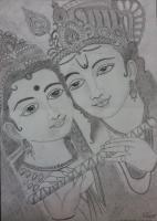 Religious - Radhekrishna - Pencil On Paper