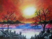 Landscapes - Storm At Sunset - Acrylics On Canvas